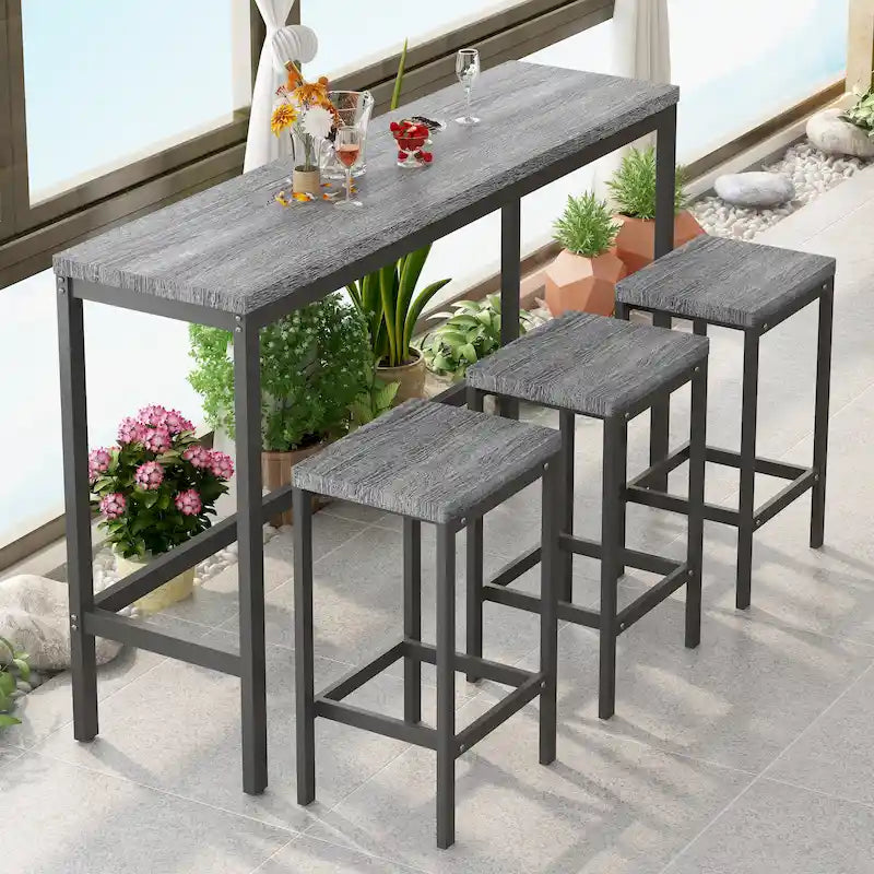 Bartisch-Set mit 3 Hockern