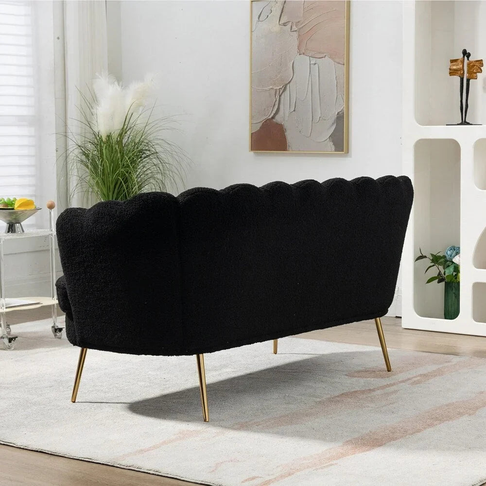 Kleines Mini-Zweisitzer-Sofa mit goldenen Metallbeinen - 2-Sitzer