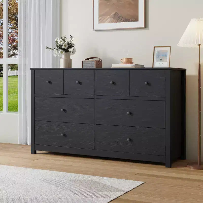 Moderne ladekast met 8 lades voor de slaapkamer, brede houten ladekast met veel opbergruimte, vrijstaande opbergkast voor de woonkamer