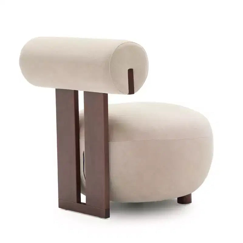 Christopher Knight Home Chariya moderne sculpturale accentstoel van rubberhout met fluwelen bekleding en cilindervormige rugleuning