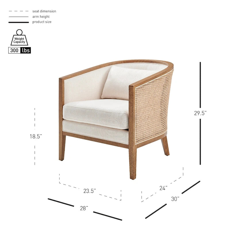 Tillman linnen fauteuil met rotan