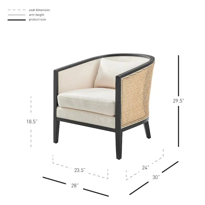 Tillman linnen fauteuil met rotan