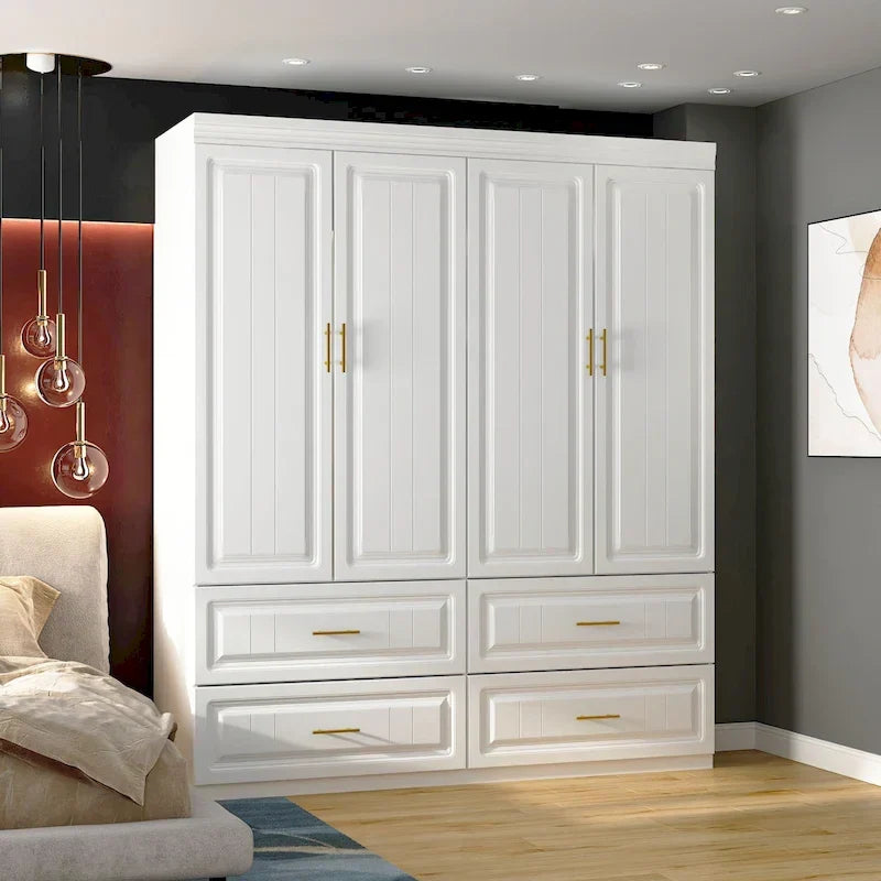 Armoire-penderie 93.9H/74.2H avec penderie, tiroirs et rangements