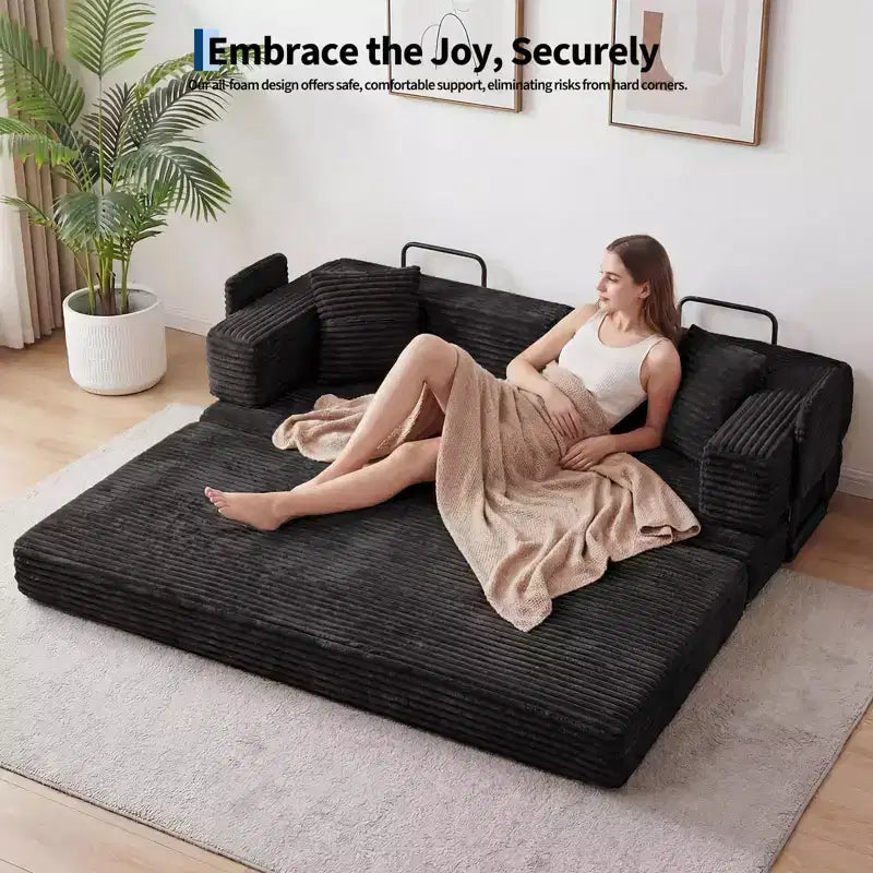 80.7 5-in-1-Schlafsofa mit Cordbezug, 1200 lbs, keine Montage erforderlich