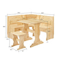 MUSEHOMEINC Frühstücksecke im traditionellen Stil, 3-teiliges Essgruppen-Set aus Massivholz mit Seitenbank und Esstisch mit verstecktem Stauraum