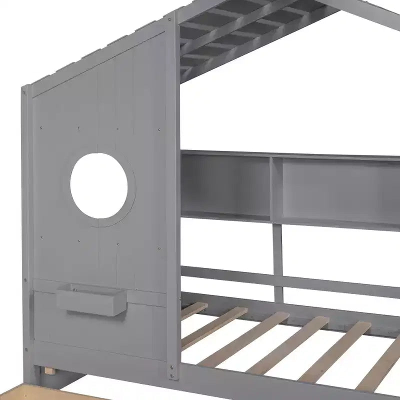 Holzhausbett in Twin-/Full-Size mit 2 Schubladen, Kinderbett mit Ablagefach - ModernLuxe