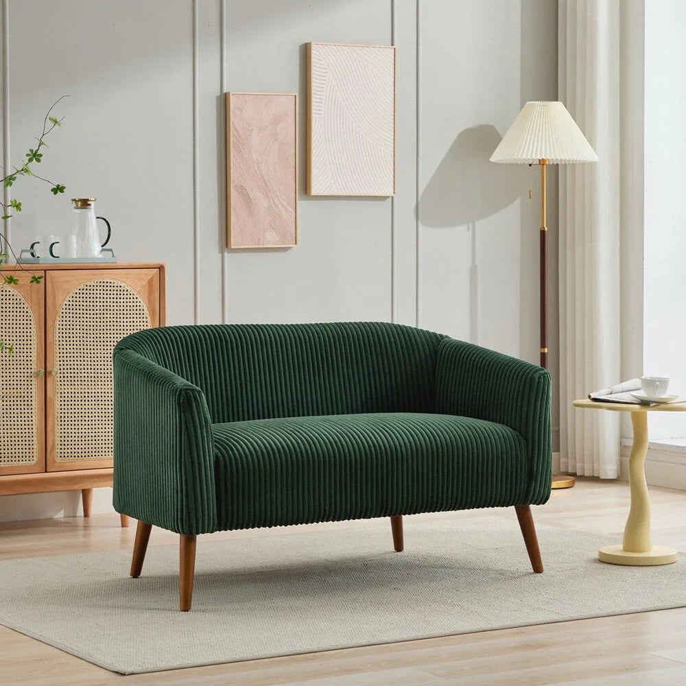 2-Sitzer-Sofa mit Cordbezug und Beinen aus Walnussholz