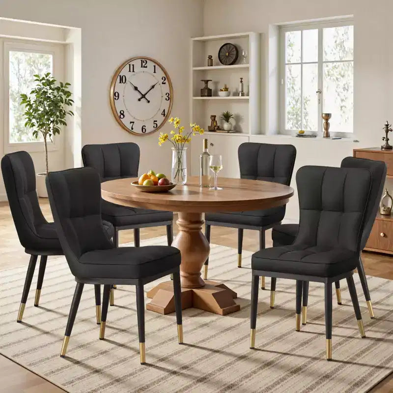 Bekrvio Esszimmerstühle, 6er-Set, moderne Sitzfläche aus Kunstleder mit Polsterung und hoher Rückenlehne, Metallbeine, armlose Küchenstühle für Wohn- und Esszimmer