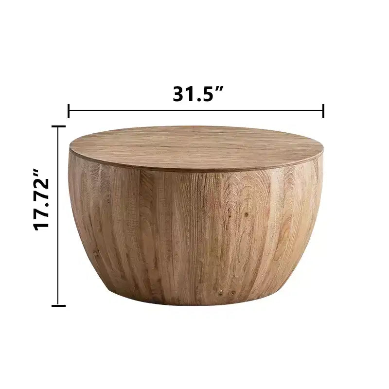 Table basse ronde rétro avec rangement, en bois, adaptée au salon, à la salle à manger ou au bureau.