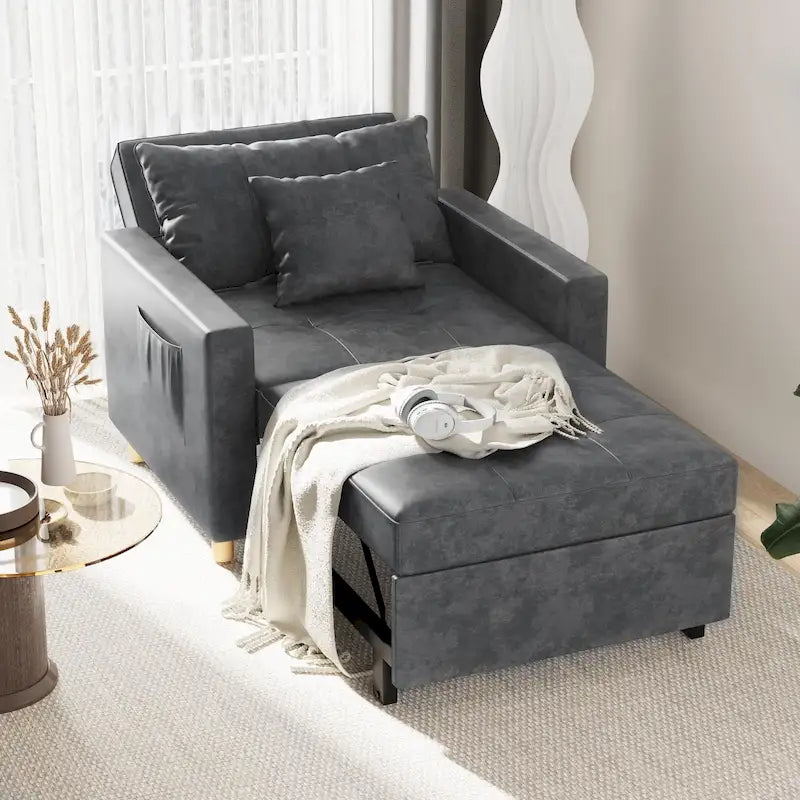 Fauteuil-lit réglable convertible 3-en-1, plusieurs couleurs, pour 1 personne