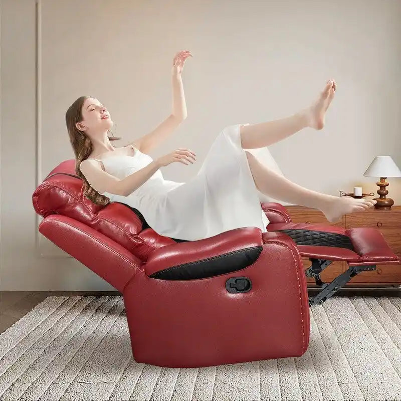 Extra grote fauteuil met verstelbare rugleuning van kunstleer in Amerikaans design voor de woonkamer