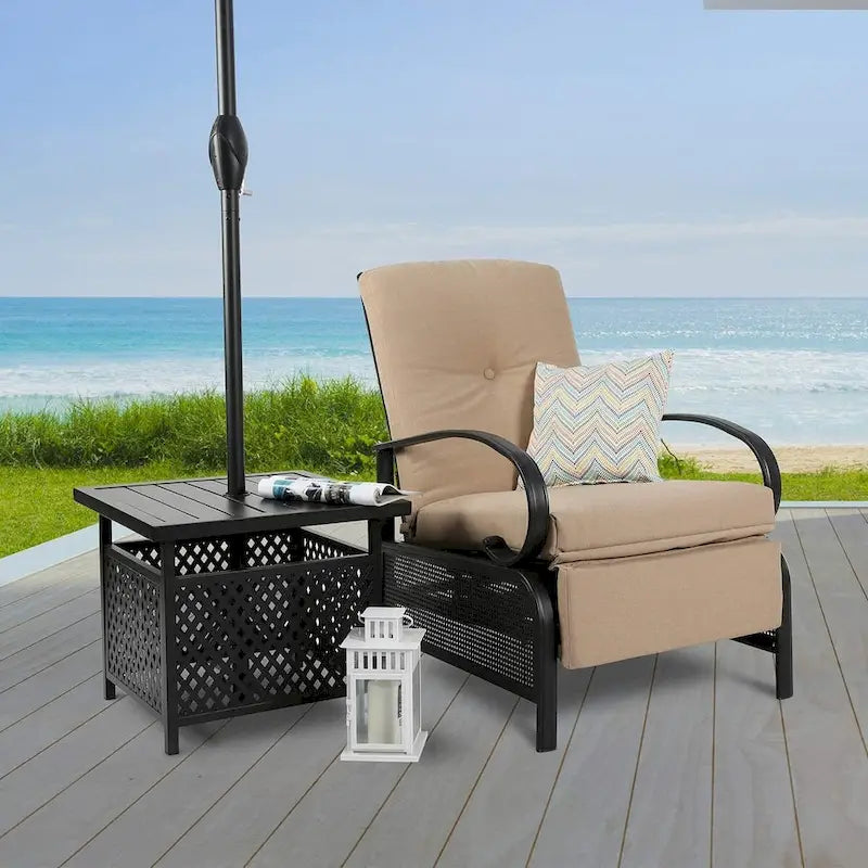 Verstellbarer Relaxsessel für die Terrasse mit Kissen - 38 (D) x 26.5 (W) x 38.5 (H) Zoll