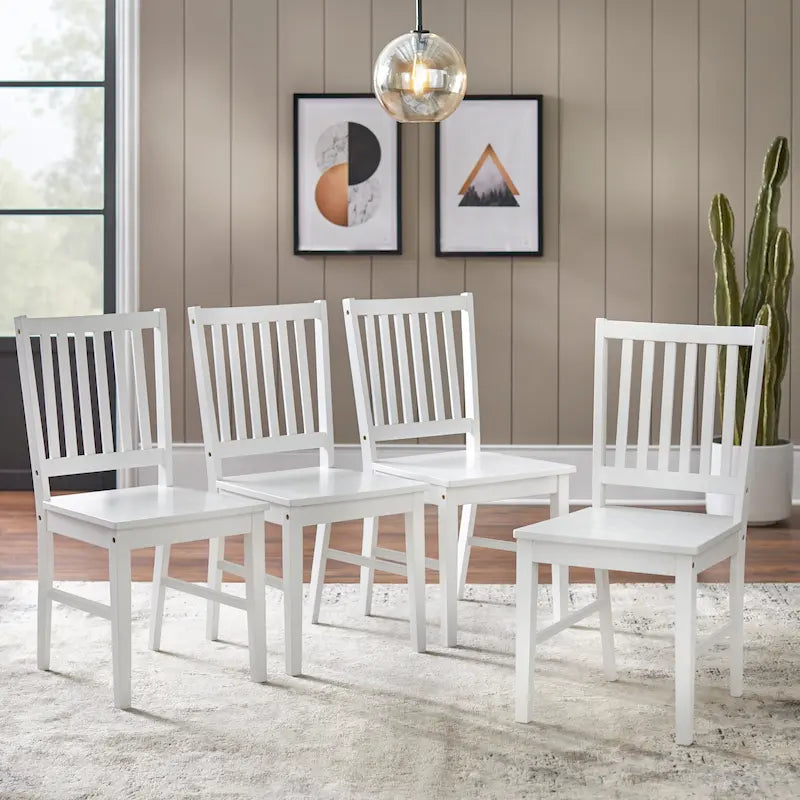 Set mit 4 Esszimmerstühlen aus Massivholz mit Sprossenlehne, stabilem Gestell, klassischem Design und einfacher Montage