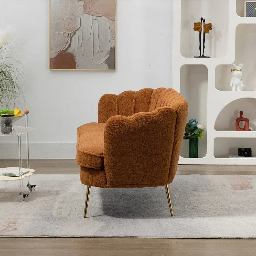 Kleines Mini-Zweisitzer-Sofa mit goldenen Metallbeinen - 2-Sitzer