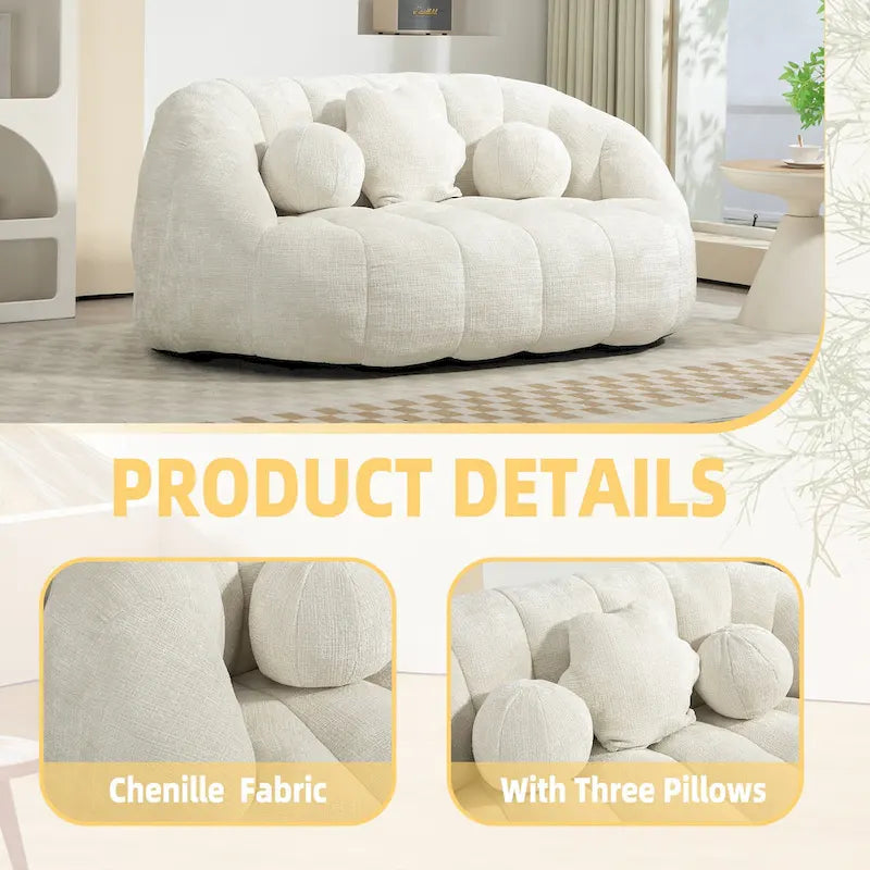 Fauteuil lounge blanc de 63.78, rembourré de chenille et doté de mousse haute densité