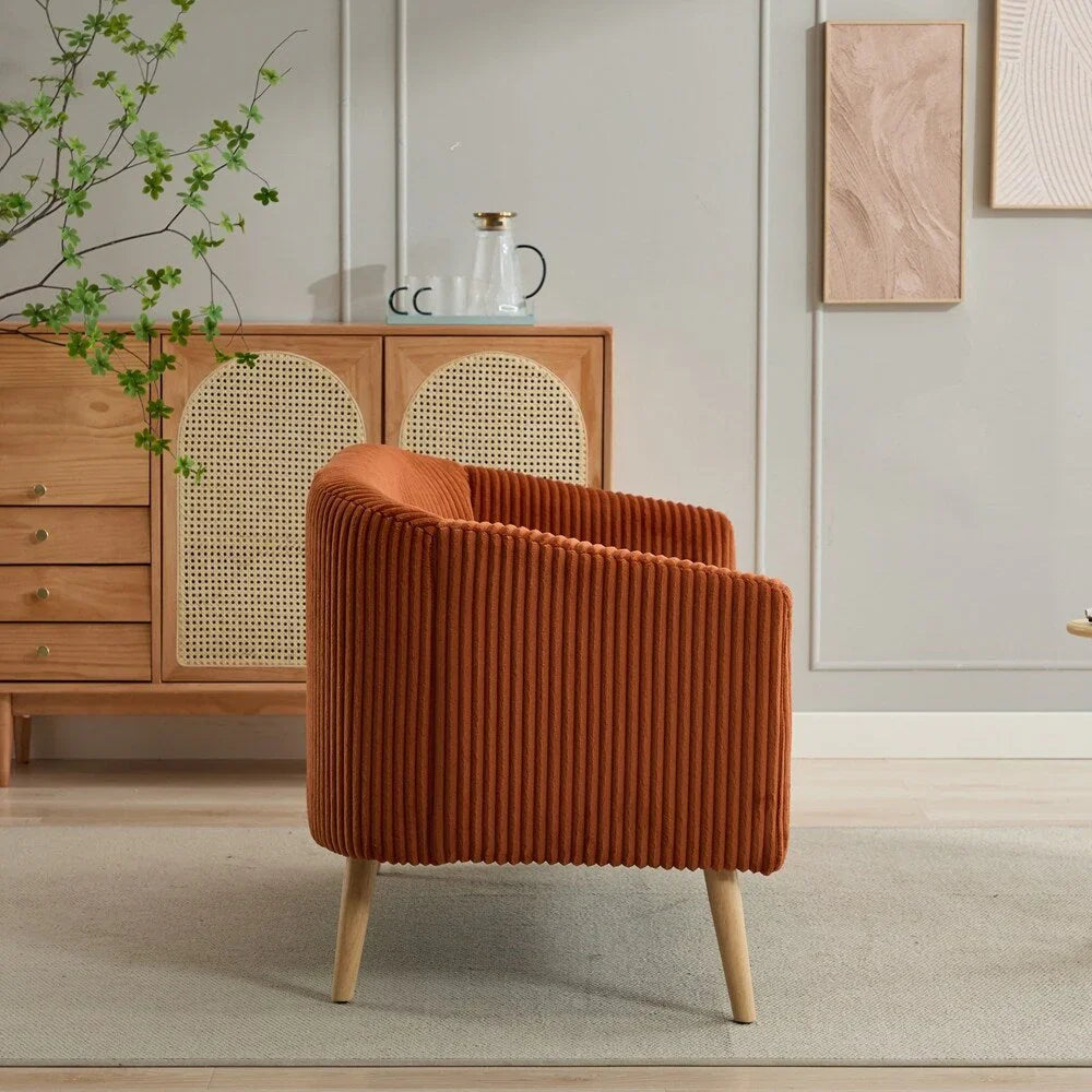 2-Sitzer-Sofa mit Cordbezug und Beinen aus Walnussholz