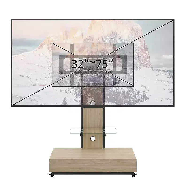 TV-Ständer für 32-75-Zoll-Fernseher, höhenverstellbarer mobiler TV-Wagen mit Schublade und Rollen fürs Wohnzimmer, Schlafzimmer und Büro -ModernLuxe