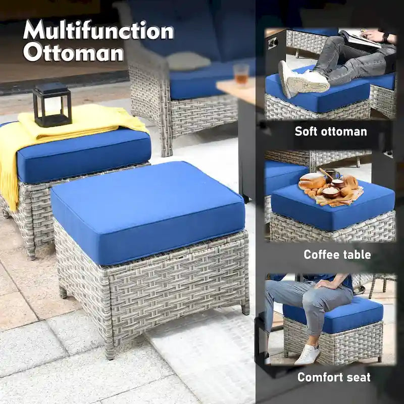 XIZZI 9-teiliges Gartenmöbel-Set für die Terrasse mit drehbarem Sessel