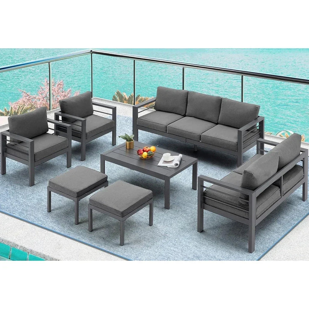 AECOJOY 7-teiliges Gartenmöbelset aus Aluminium für draußen