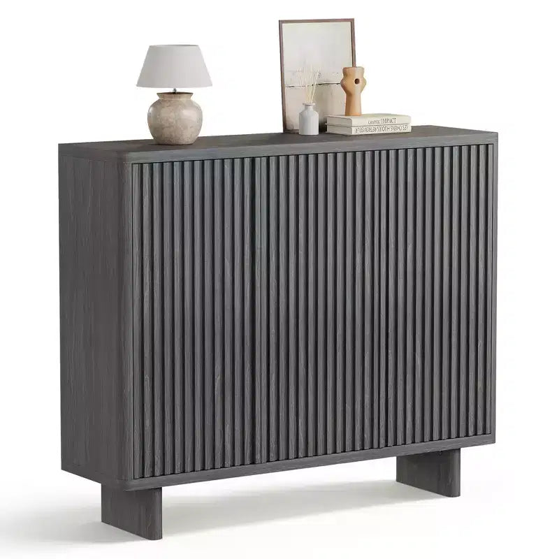 Acekool 46, meuble à chaussures avec porte cannelée, meuble de rangement à 5 niveaux, banc rustique pour entrée et couloir, 41.5H