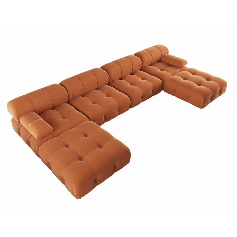 138  ombouwbare modulaire hoekbank, U-vormige minimalistische fluwelen banken