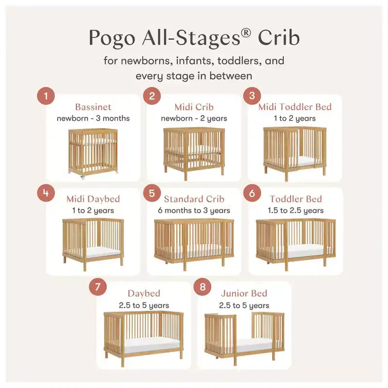 Lit bébé convertible Babyletto Pogo 8-en-1 avec kits de conversion pour chaque étape