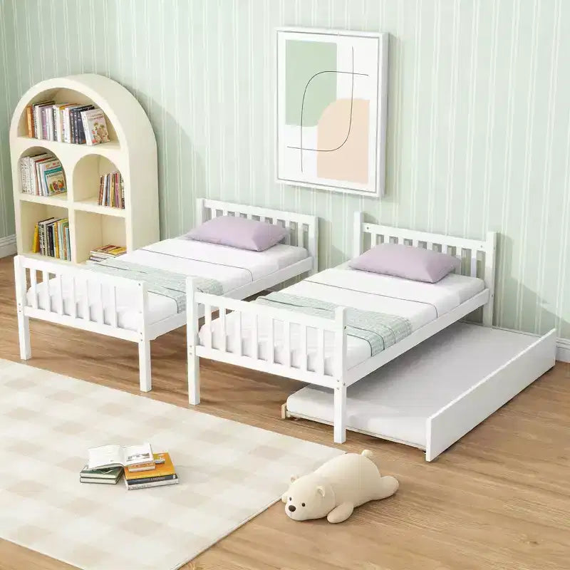Modern stapelbed van hout, eenpersoons boven eenpersoons, met onderschuifbed, om te bouwen tot 2 bedden