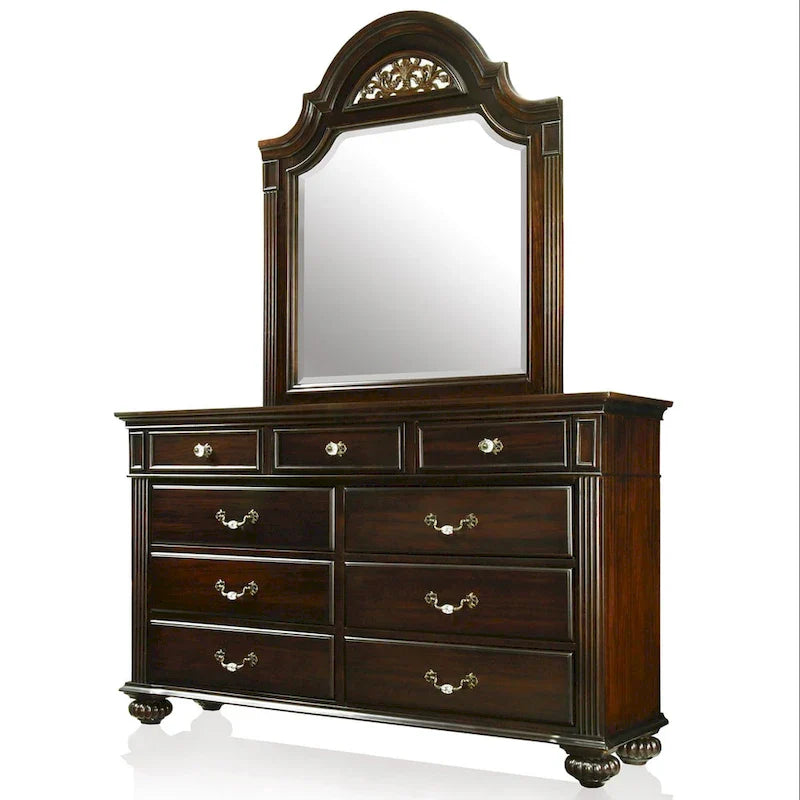 Vame traditionelle 2-teilige Kommode mit 9 Schubladen und Spiegel von Furniture of America