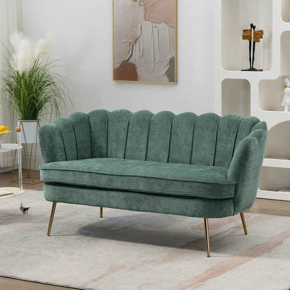 Kleines Mini-Zweisitzer-Sofa mit goldenen Metallbeinen - 2-Sitzer