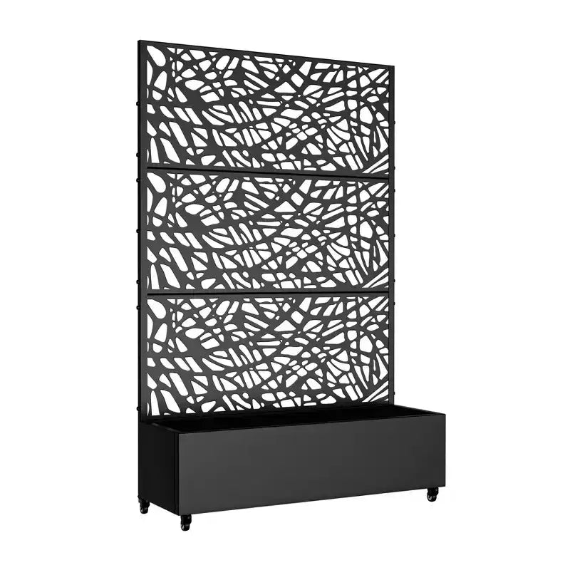 Bac à fleurs MAYEERTY avec treillis en fer noir, style 01, 72x47x16in, lot de 3 pièces