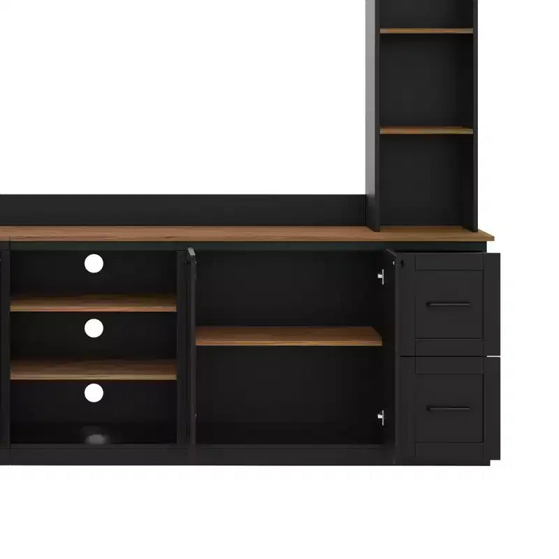 Meuble mural de divertissement de style champêtre ModernLuxe 4 en 1, compatible avec les téléviseurs jusqu'à 70, meuble TV et console multimédia avec étagères réglables et tiroirs