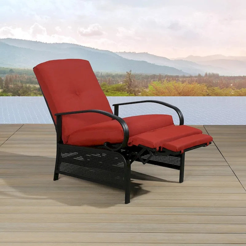 Fauteuil inclinable réglable de détente pour patio, canapé de jardin avec coussin - 38 (D) x 26.5 (W) x 38.5 (H) INCH
