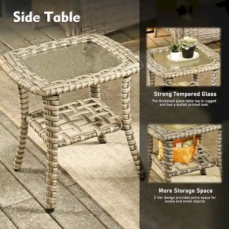 XIZZI 9-teiliges Gartenmöbel-Set für die Terrasse mit drehbarem Sessel