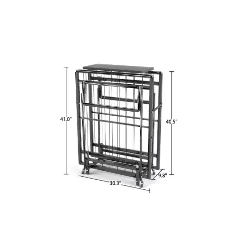 Opklapbed met matras, draagbaar logeerbed op 4 wielen, met 4 schuimmatrassen en metalen frame, ruimtebesparend verrijdbaar bed in ledikantformaat