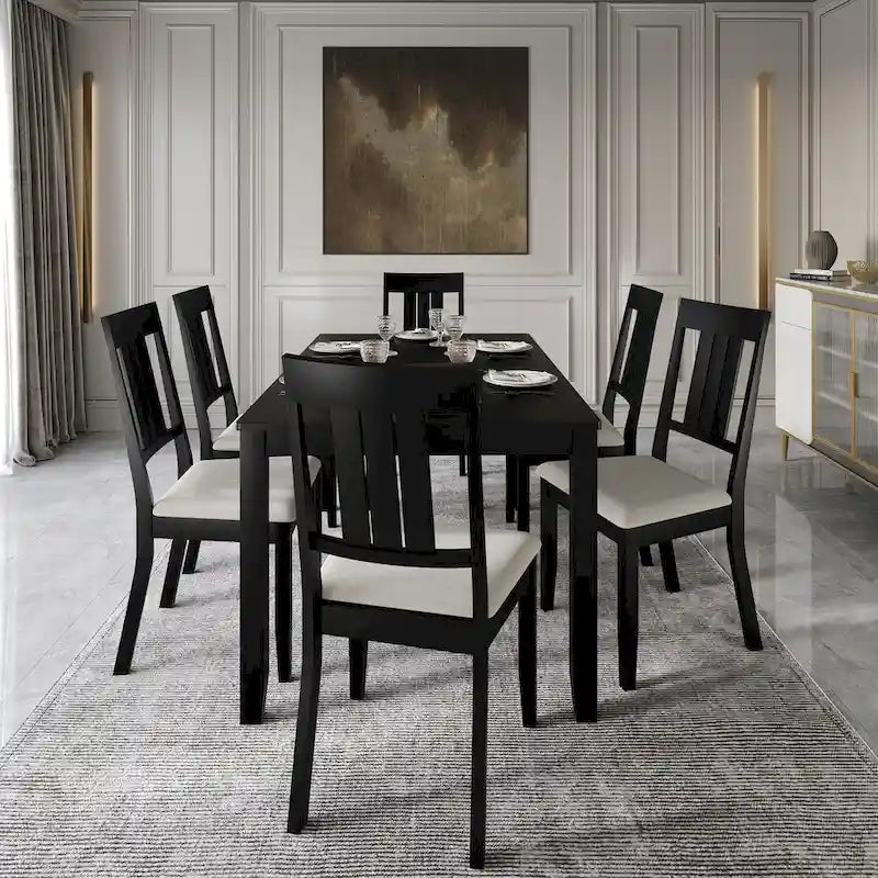 CraftPorch klassisches Esszimmer-Set aus Holz, 7-teilig