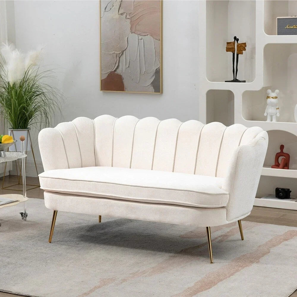 Kleines Mini-Zweisitzer-Sofa mit goldenen Metallbeinen - 2-Sitzer