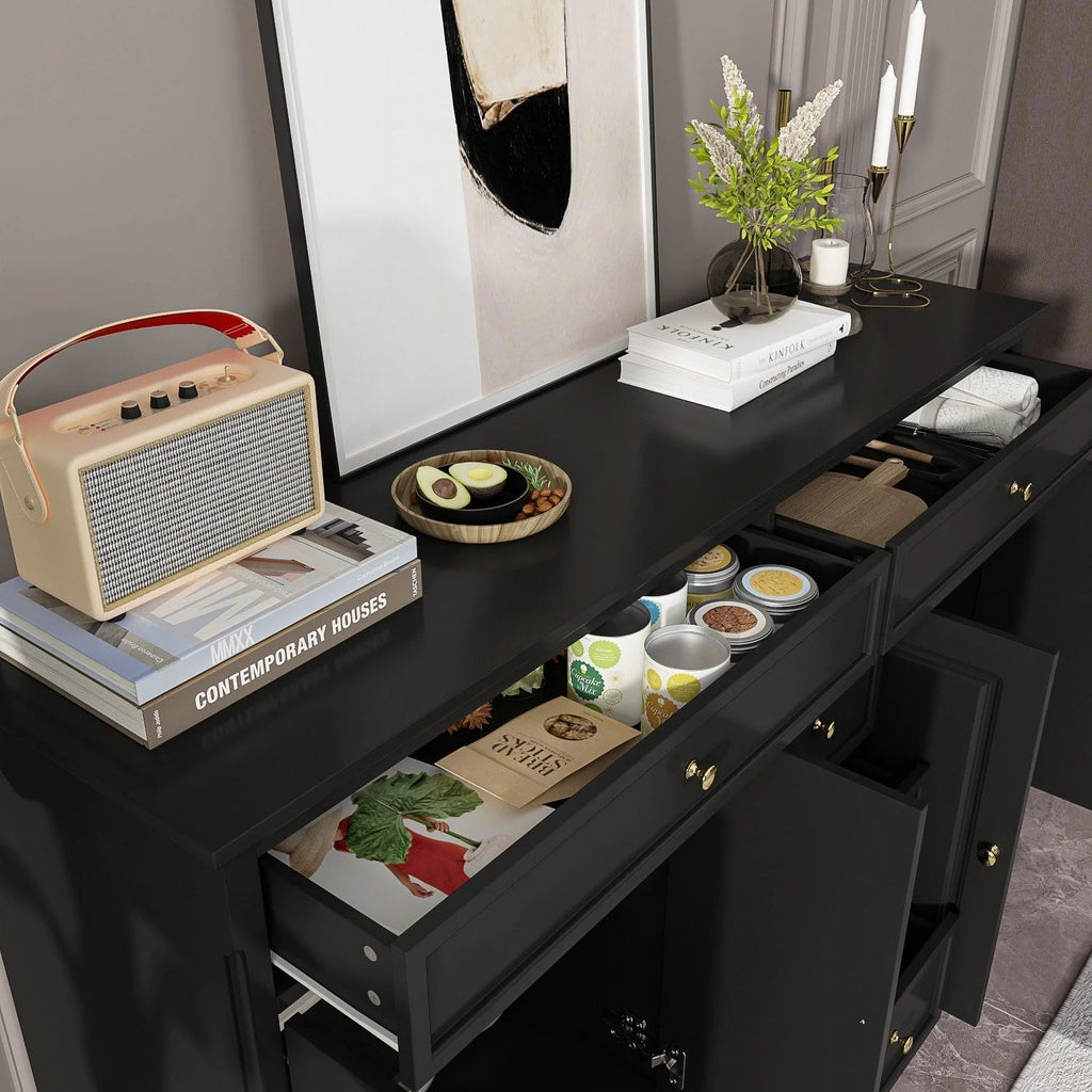 59.1' Sideboard, weiß, Mid-Century-Modern-Stil, zeitgenössisches Design, lackiert