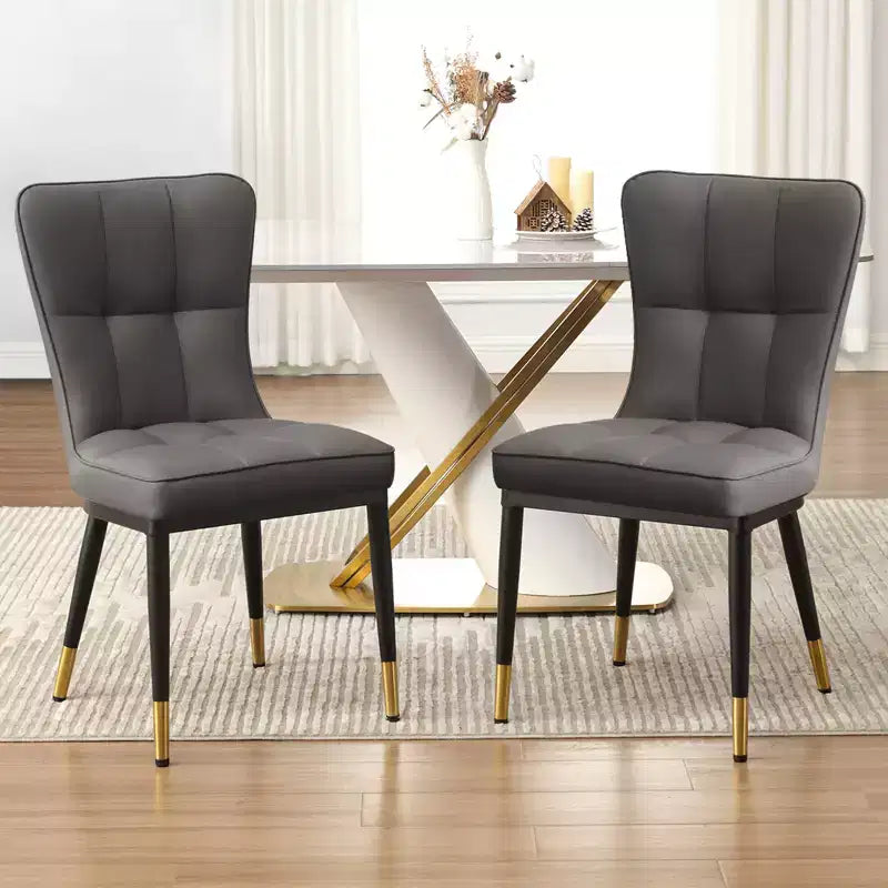Bekrvio Esszimmerstühle, 6er-Set, moderne Sitzfläche aus Kunstleder mit Polsterung und hoher Rückenlehne, Metallbeine, armlose Küchenstühle für Wohn- und Esszimmer