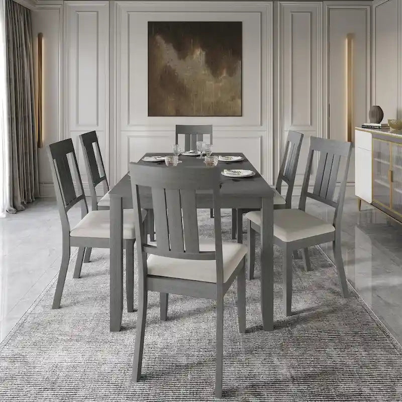 CraftPorch klassisches Esszimmer-Set aus Holz, 7-teilig