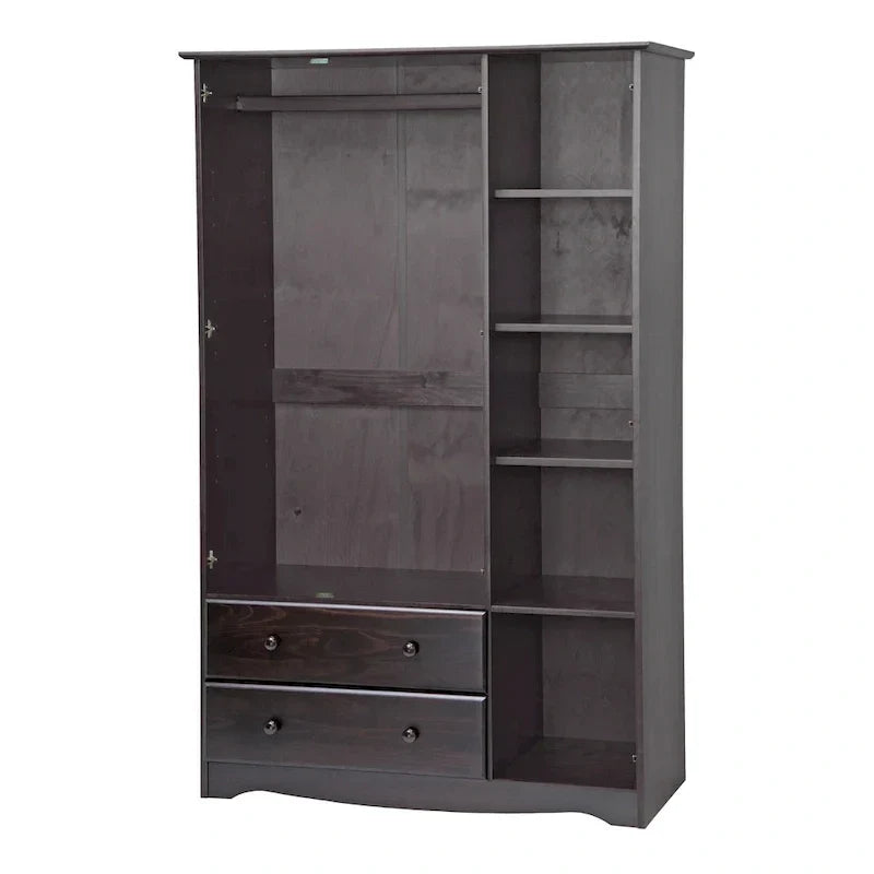 3-türiger Kleiderschrank - Weiß/Mokka/Java - Massivholz