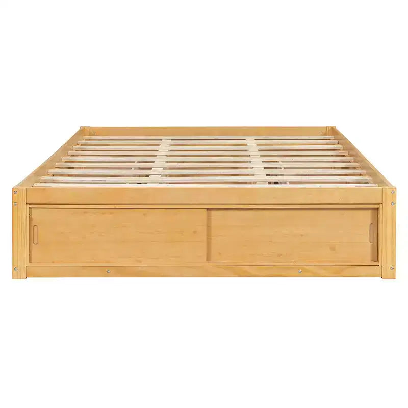 Cadre de lit plateforme grand lit Whisen avec 4 tiroirs de rangement et rangement dans le pied de lit