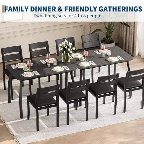5-teiliges Küchenmöbel-Set mit Metallgestell, Tisch und Stühlen, mit abgeschrägtem Design