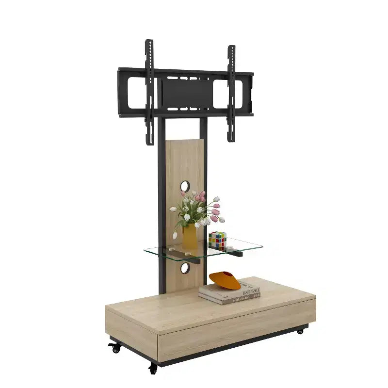 TV-Ständer für 32-75-Zoll-Fernseher, höhenverstellbarer mobiler TV-Wagen mit Schublade und Rollen fürs Wohnzimmer, Schlafzimmer und Büro -ModernLuxe