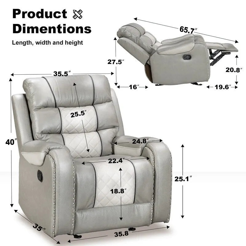 Extra grote fauteuil met verstelbare rugleuning van kunstleer in Amerikaans design voor de woonkamer