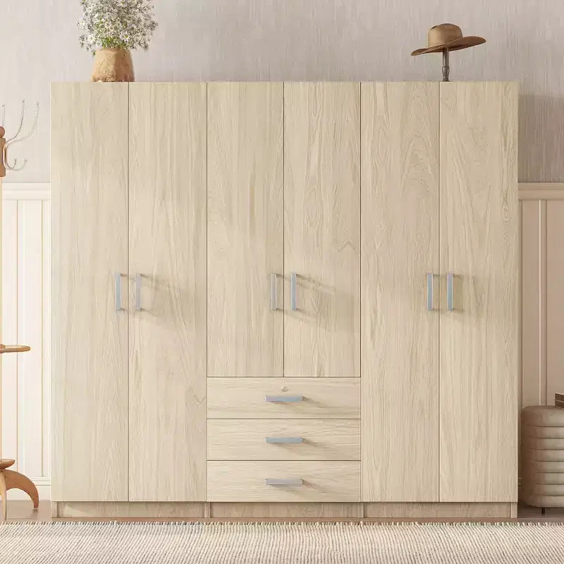 Kleiderschrank aus Holz mit 6 Türen und Schubladen fürs Schlafzimmer