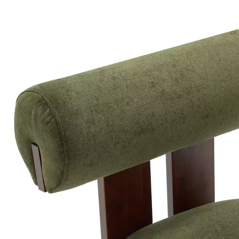 Christopher Knight Home Chariya moderne sculpturale accentstoel van rubberhout met fluwelen bekleding en cilindervormige rugleuning