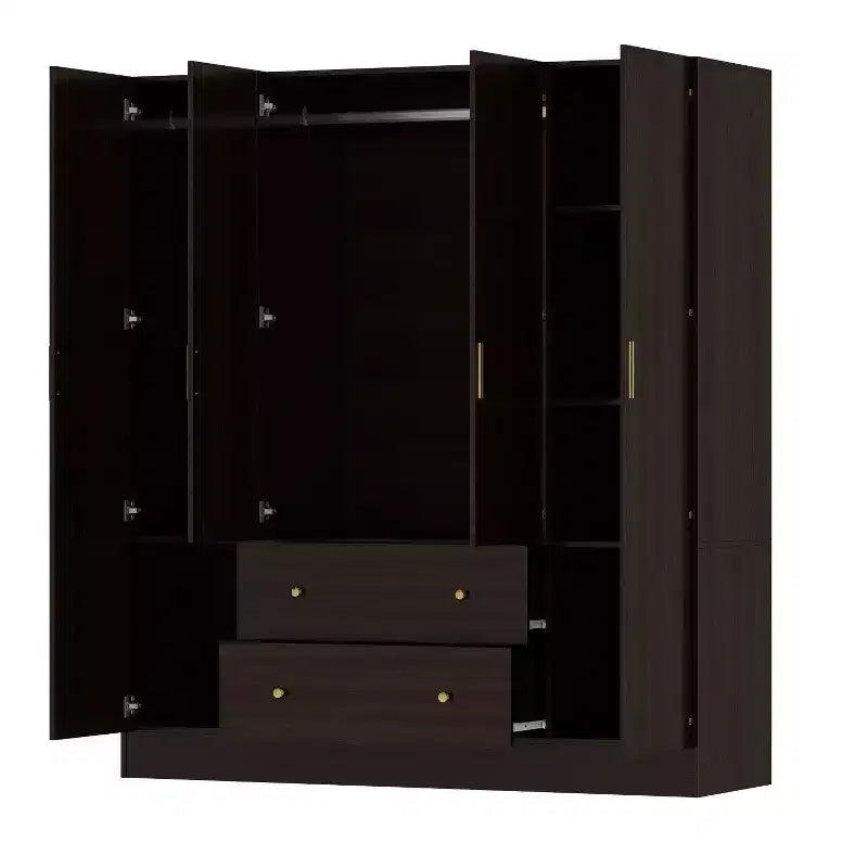 Hitow-kledingkast met 2 grote laden, centraal hanggedeelte en spiegel, minimalistische stijl