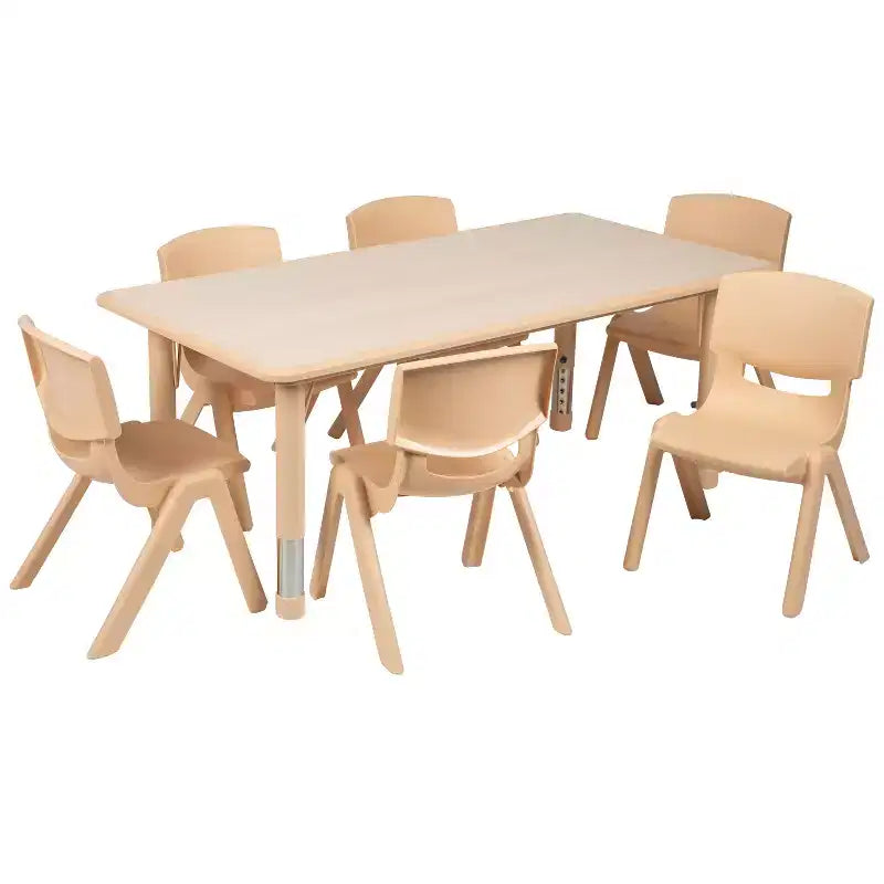 Emma und Oliver, rechteckiger höhenverstellbarer Aktivitätstisch aus Kunststoff, 23.625W x 47.25L, Set mit 6 Stühlen