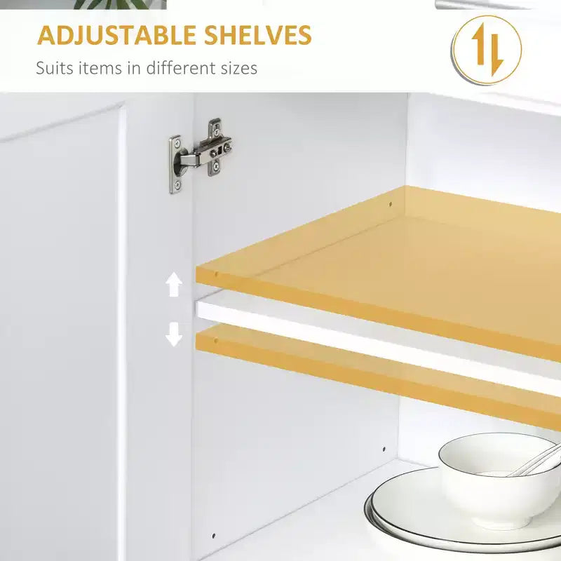 Placard de cuisine moderne indépendant avec portes et tiroir, étagères réglables