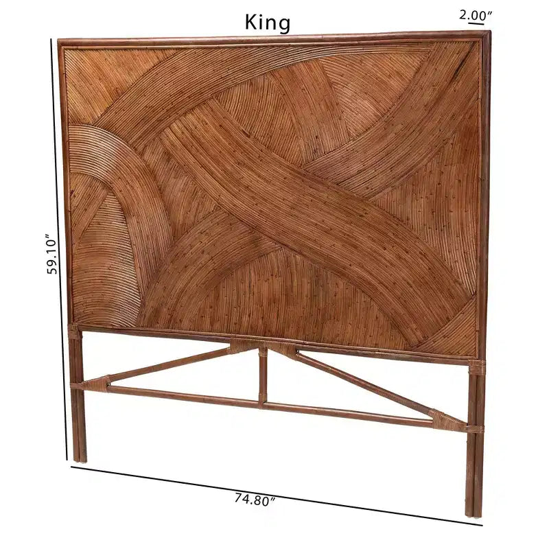 bali & pari Elettra-Kopfteil aus Rattan für Kingsize-Betten: handgefertigt, keine Montage erforderlich, Boho-Design